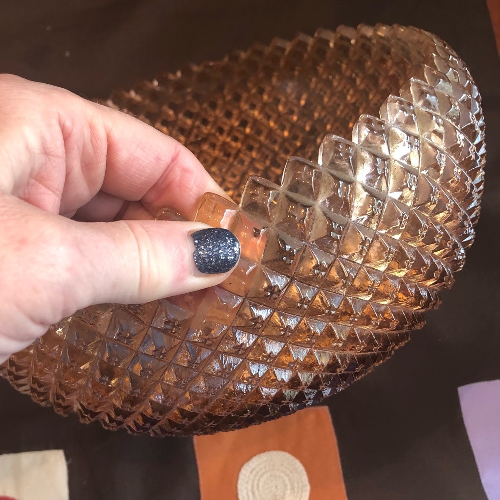 Vintage Miss Americana Pink blush depression sawtooth glass 1930’s  glass bowl